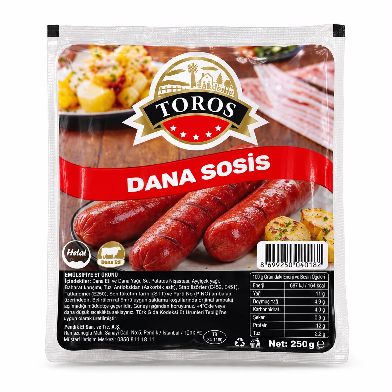 Toros Dana Sosis 250 Gr